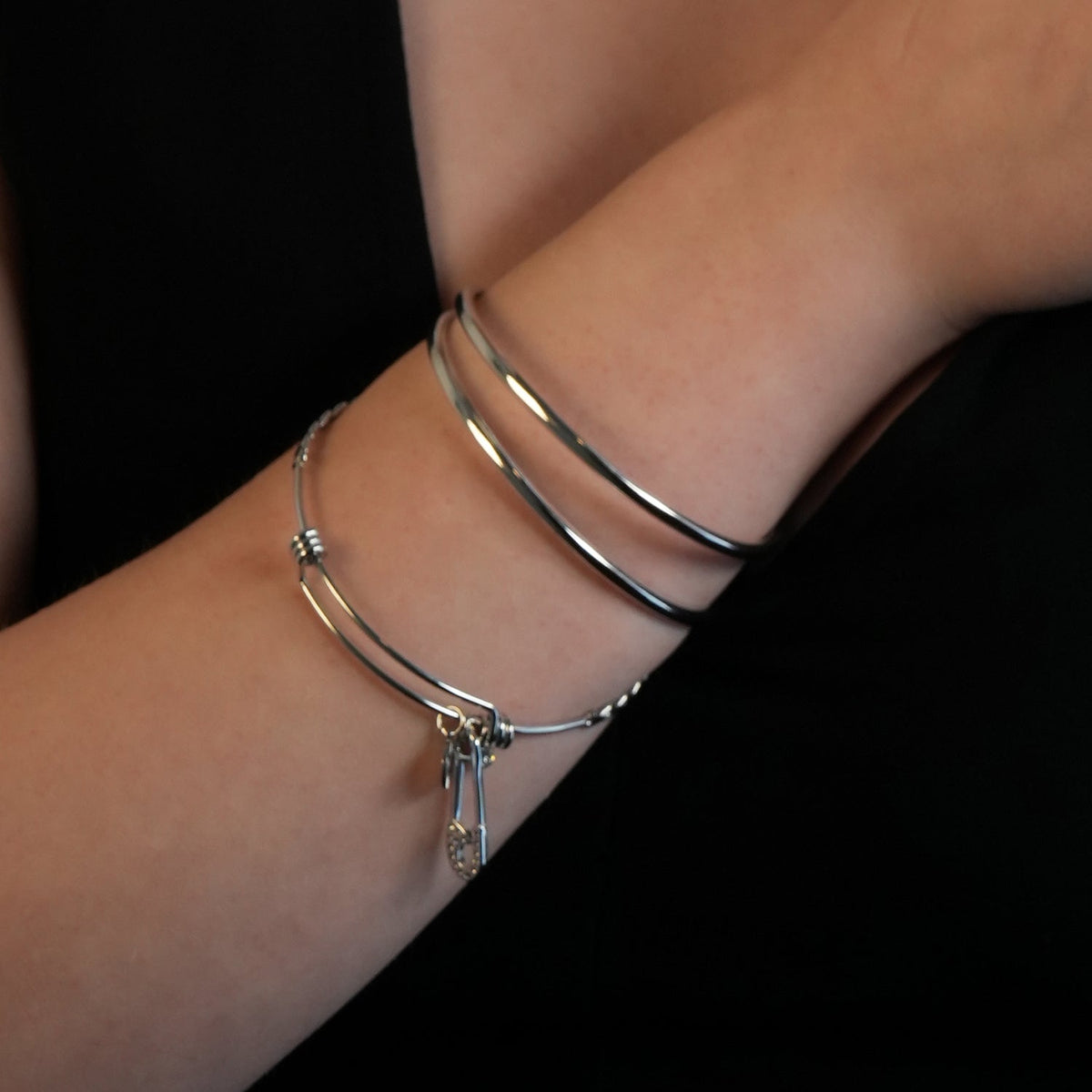 LILIANNA : Bracelet double rang chic et minimaliste en or blanc rhodié argent