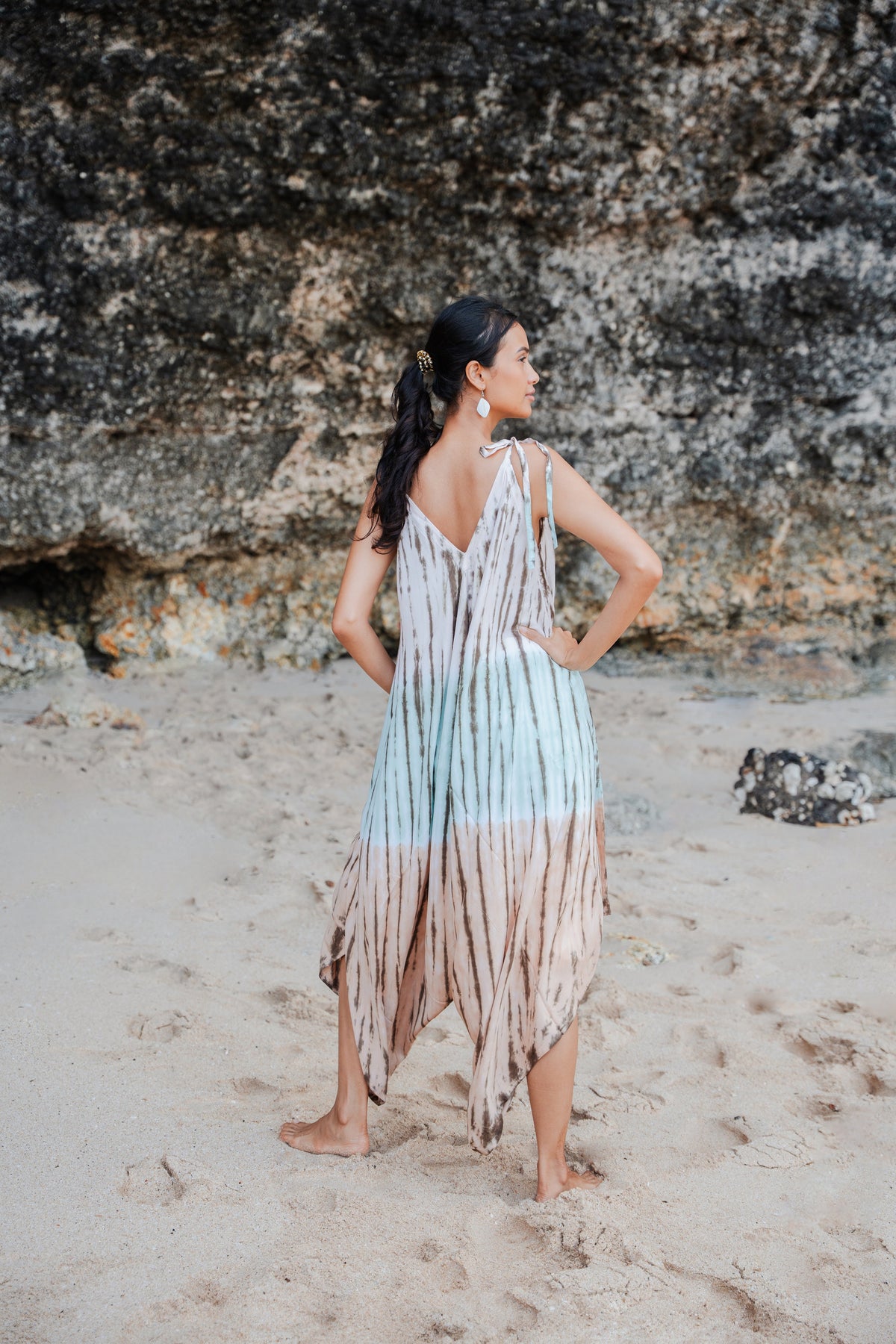 Tie Dye Lapis Ombre Romper - Mint & Brown