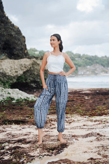 Simple Bone Tie Dye Bali Pants - Grey