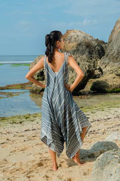 Bone Tie Dye Romper - Grey & White