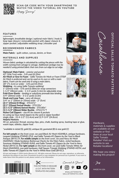 Sallie Tomato - Casablanca Waterbottle/Cell Phone Carrier Pattern