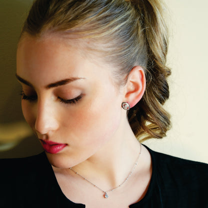 LUCKY EYE White Gold (Silver Toned): Zirconia (CZ) Embellished Evil Eye Stud Earrings