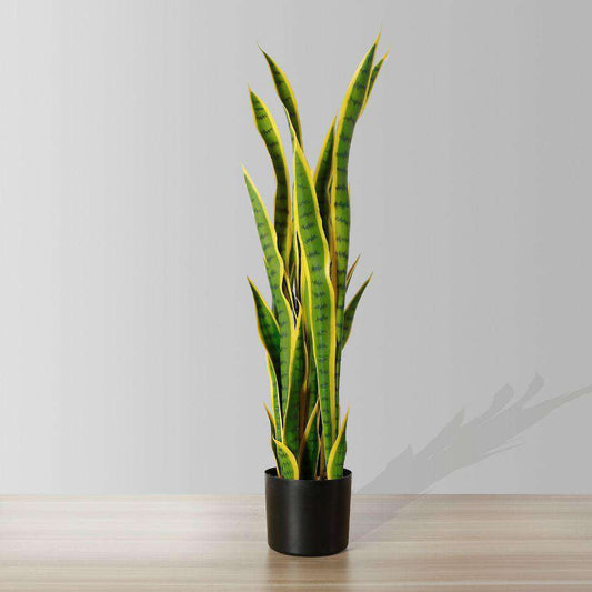 Plante en pot artificielle Sansevieria Luna serpentin jaune et verte (plusieurs tailles)