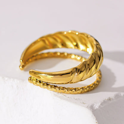 LYAM : Bague texturée double épaisseur contrastée
