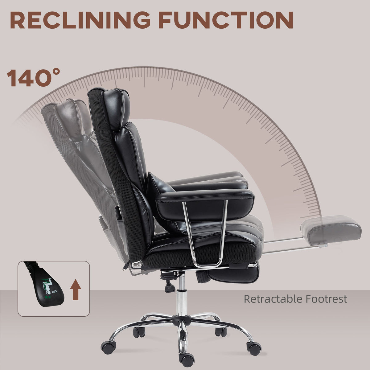 Fauteuil de bureau de direction Matteo avec 6 points de massage - Noir