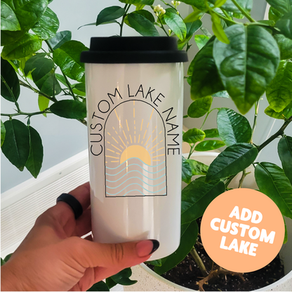 Gobelet en acier inoxydable de 16 oz Lake Arch | Tasse à boire Lac | Gobelet d'été
