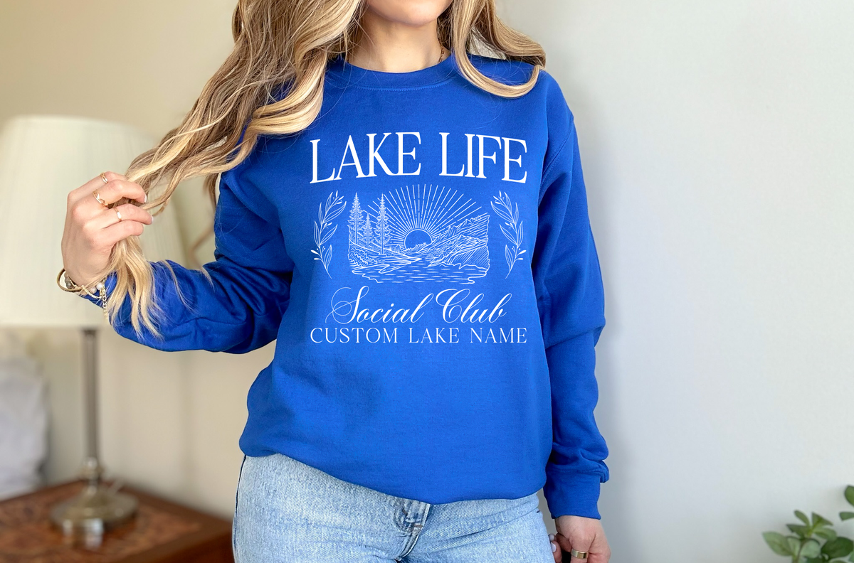 Lake Life Social Club Unisex Crewneck Sweatshirt | Lake Apparel | Camping Clothing