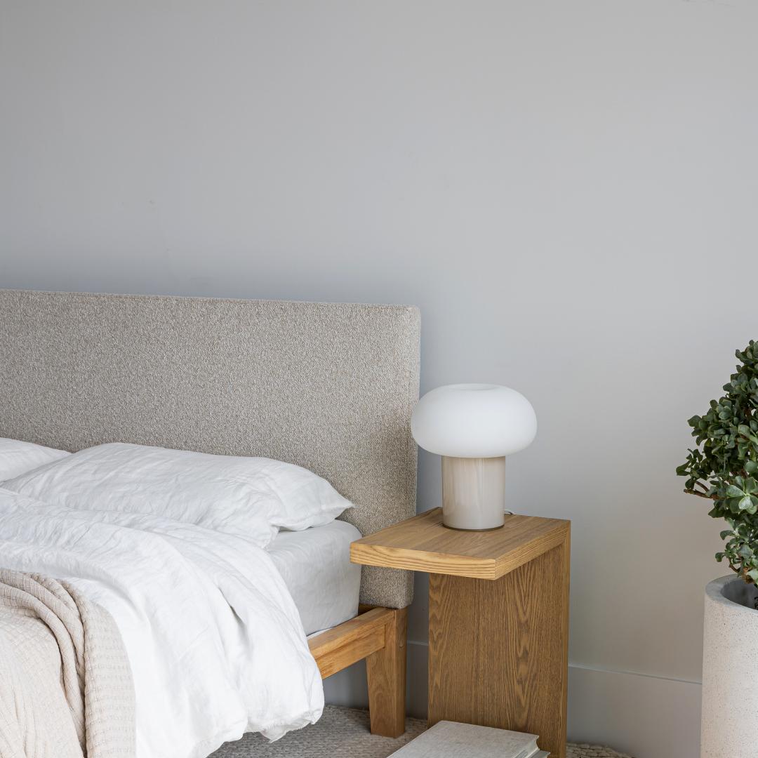 Lit queen rembourré Luna sans outils - Beige