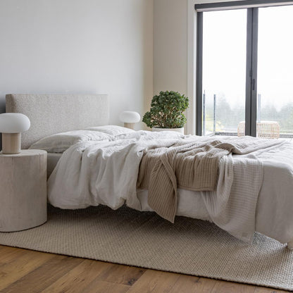 Lit queen rembourré Luna sans outils - Beige