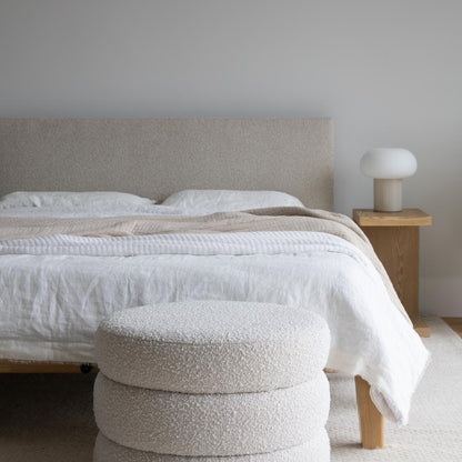 Lit queen rembourré Luna sans outils - Beige