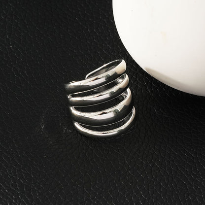 MAKET Silver(White Gold):  Multi Stacked Four Rings in One