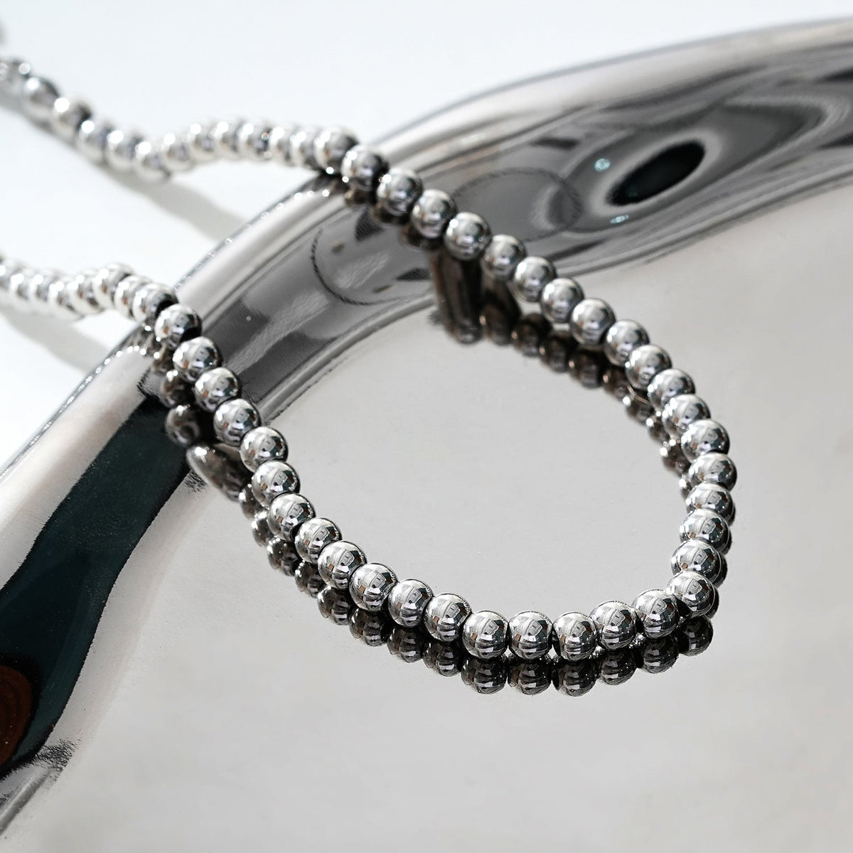 MANAMI LG: Ball-Beads Contemporary Chain Silver Anklet