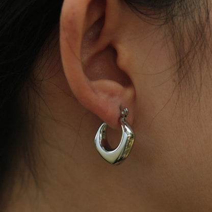 Boucles d'oreilles créoles carrées et arrondies MARIYA Argent