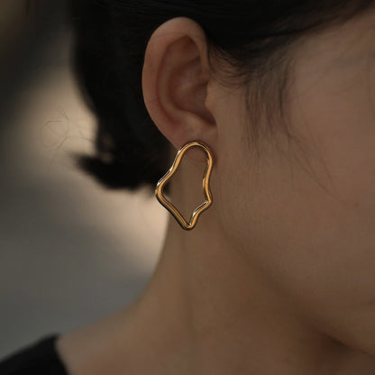 MARTINA Irregular Shaped Hoop Earrings in Gold