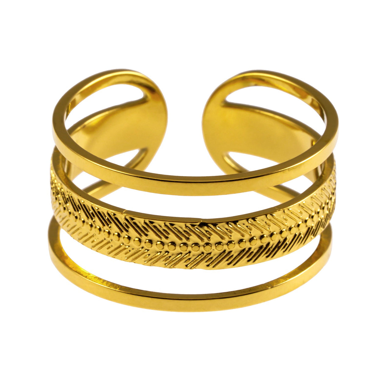 MATHEO: Bague Triple empilement Or Texturé