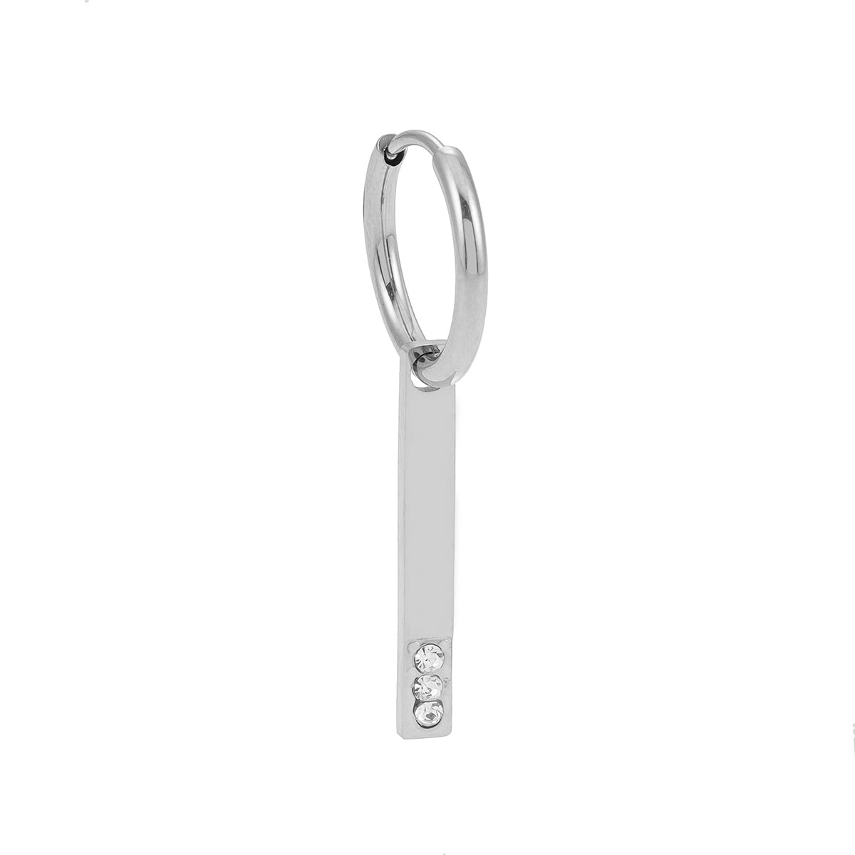 Style MAYLA : Créoles Argentées au Charme Minimaliste avec Trio de Zircons