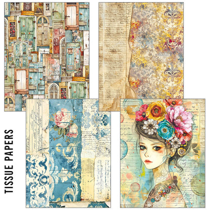 Craftmix Quintessential Mixed A5 Paper Pack - 8 Sheets (Tissue & Vellum Variety)