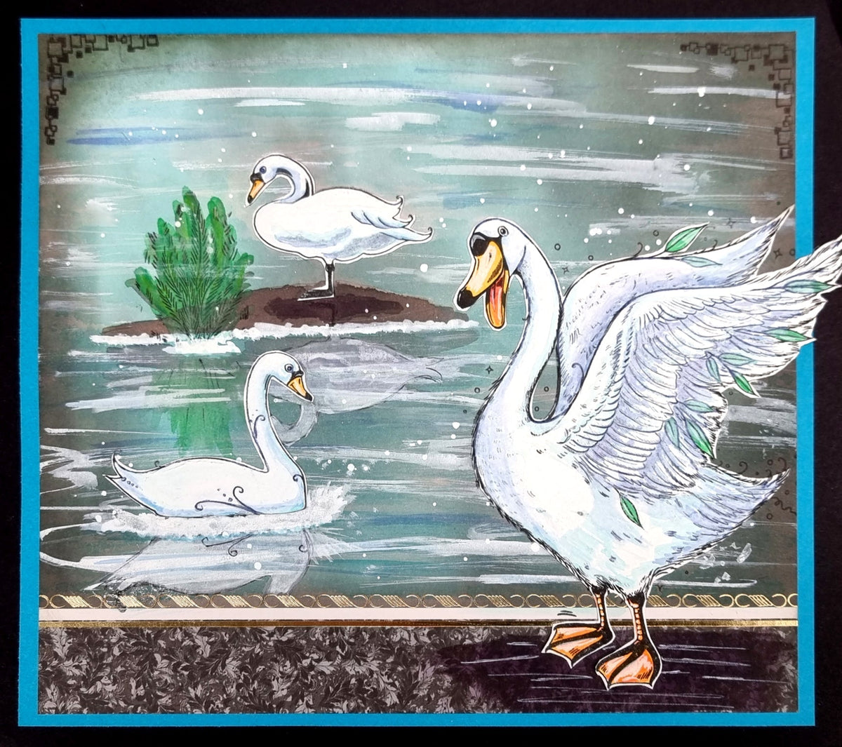 Pink Ink Designs Swan Jovi 6 in x 8 in Clear Stamp Set
