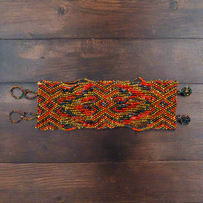 Large bracelet aztèque en perles