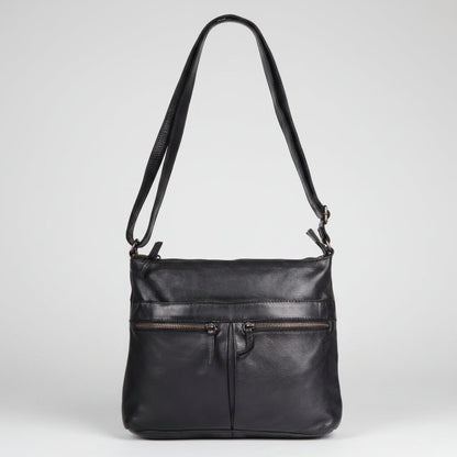 MET Leather Crossbody Bag with Dual Zipper Pockets