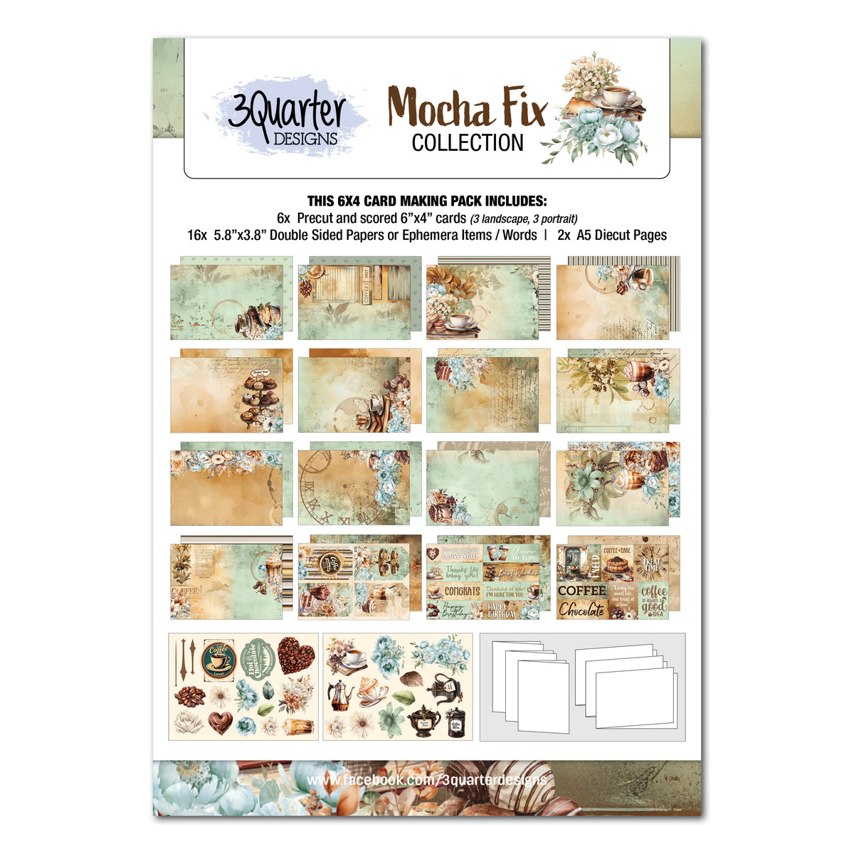3Quarter Designs Mocha Fix 6x4 Card Pack