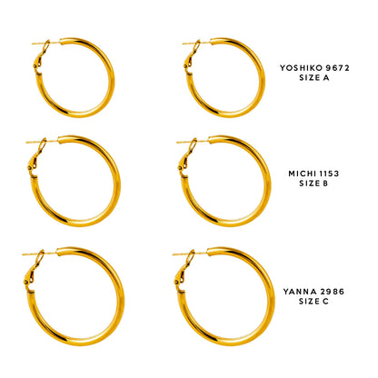 YOSHIKO : Créoles essentielles de largeur moyenne, dorées, taille A (2 cm)