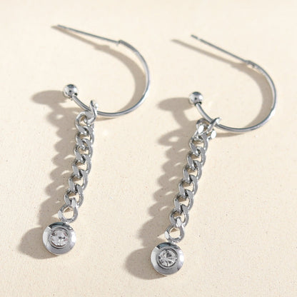 MIYA : Boucles d'oreilles pendantes en chaîne et zirconium
