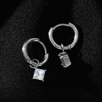 MORANDI White Gold (Silver Toned): Vintage Inspired Hoops with Removable Moissanite Charms