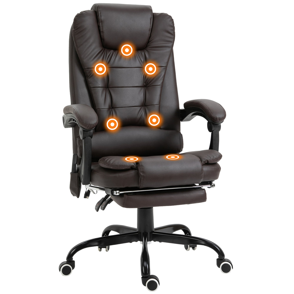 Declan Executive Office Chair with 7-Point Massage and Reclining Features-Brown
