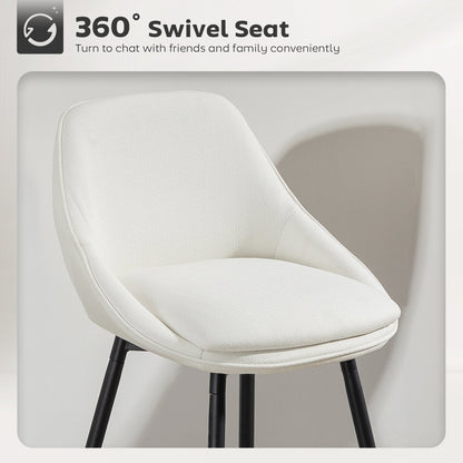 Reece 26" Counter Height Stools with Swivel and Backrest-Set of 2-Cream White