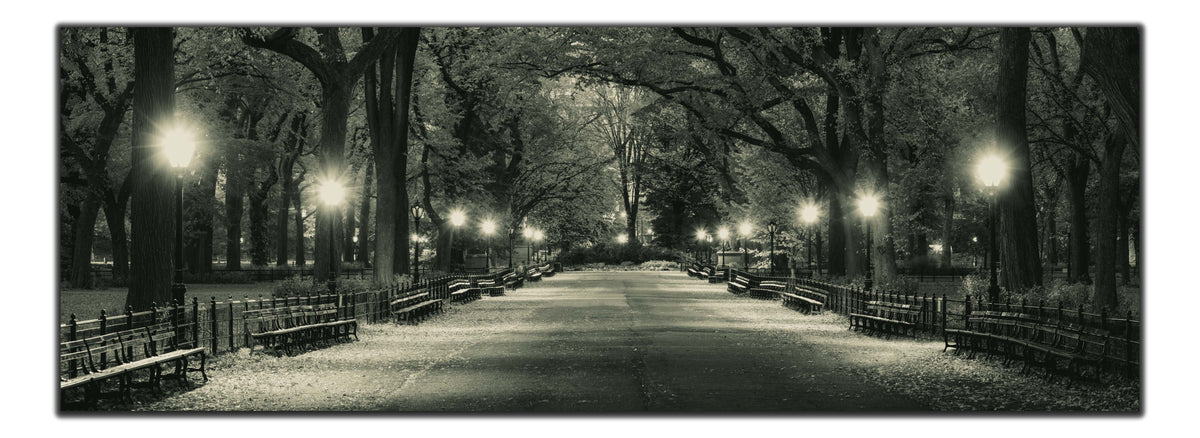 The Mall in Central Park Canvas Wall Art | Black and White NYC | 72 × 24 inches