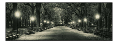 The Mall in Central Park Canvas Wall Art | Black and White NYC | 72 × 24 inches