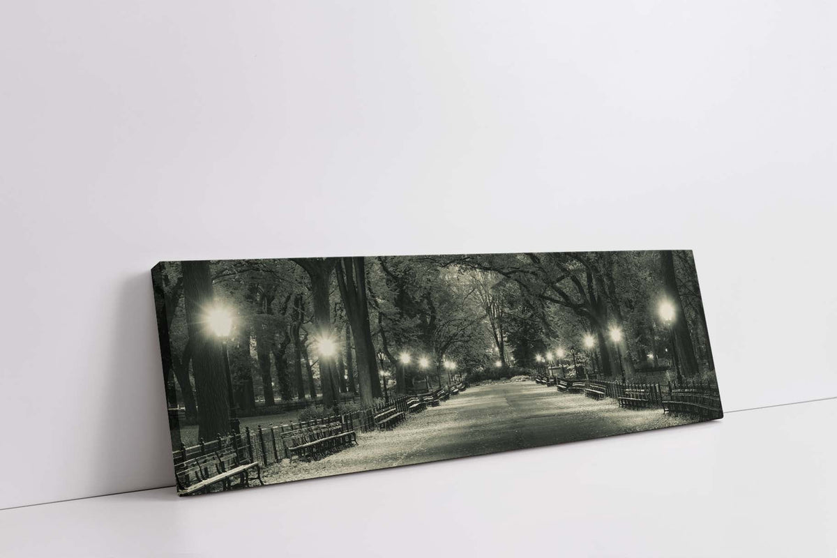 The Mall in Central Park Canvas Wall Art | Black and White NYC | 72 × 24 inches