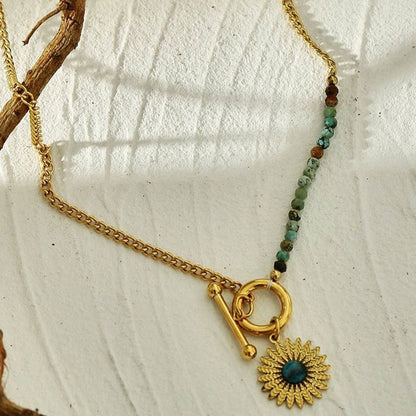 McKENZIE - Natural Stone Boho-Chic Gold Necklace