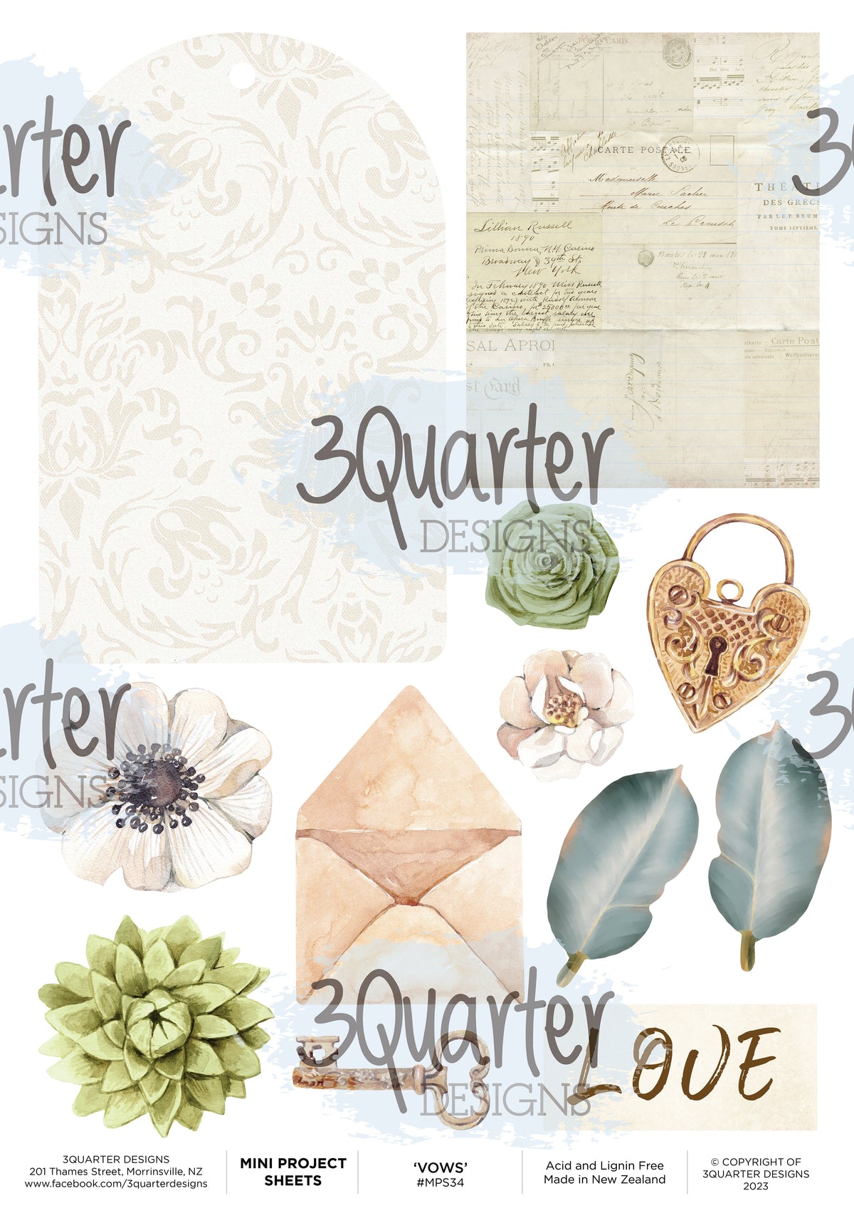 3Quarter Designs - Mini Project Sheet - Nos Vœux