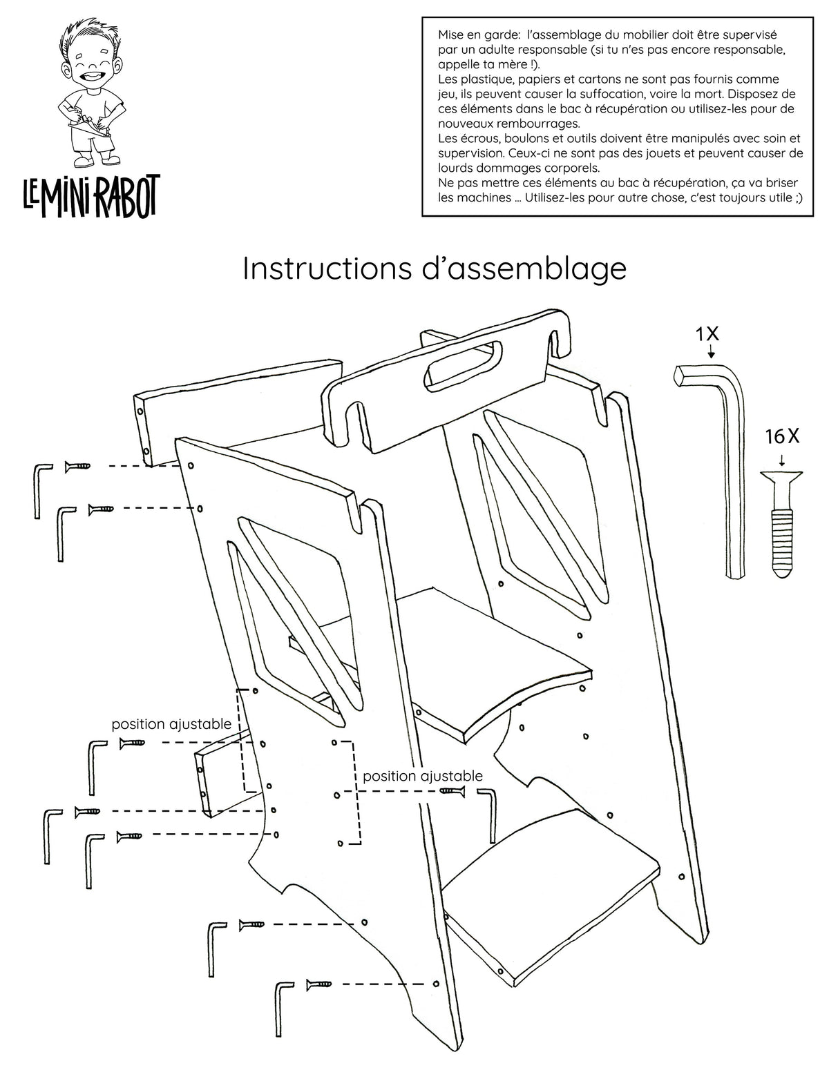 Évolutive wooden learning tower for children - The Mini Chef