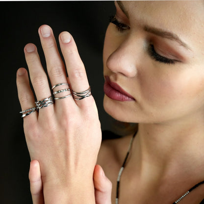 PAIGE: Triple Stacked Wavy Silver Ring