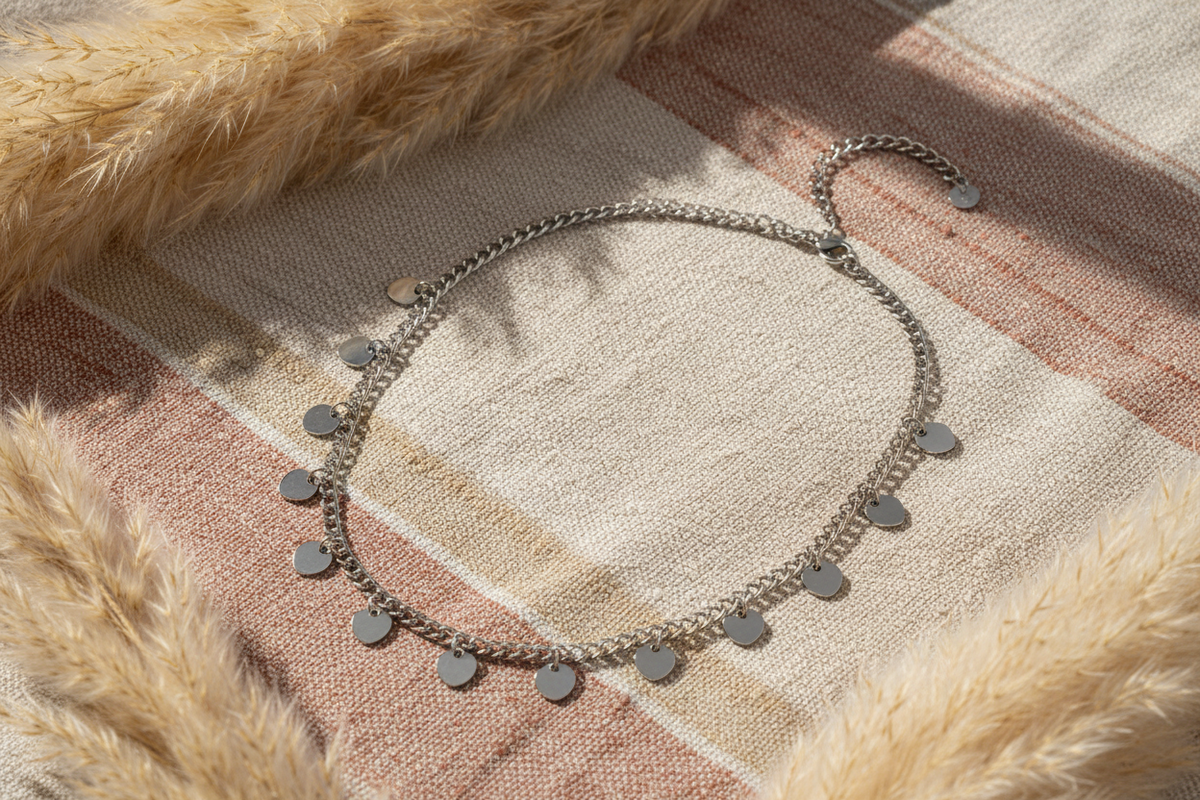 Collier à Breloques Multi-Cœurs - Acier Inoxydable Gris