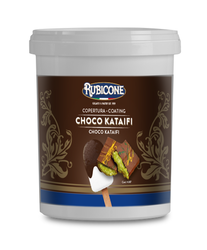 Choco Kataifi (Chocolat de Dubaï) Enrobage pour cornet de crème glacée au chocolat noir - Végétalien - Seau de 1,5 kg - Rubicone Canada - Fabriqué en Italie - Livraison gratuite au Canada pour les commandes de plus de 199 CAD