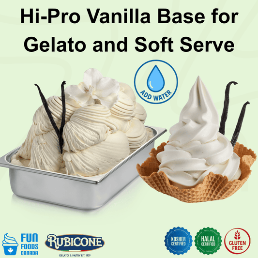 Mélange protéiné pour crème glacée molle et gelato vanille - HI-PRO Vanille - Caisse de 8 sacs de 1,4 KG - Rubicone Canada - Livraison gratuite au Canada pour les commandes de plus de 199 CAD