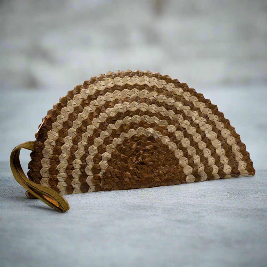 Pandan Leaf Half Moon Clutch Purse - Naturals Mix