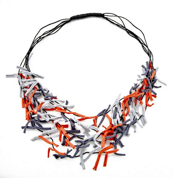 Multi Colour Fabric Tie Necklace