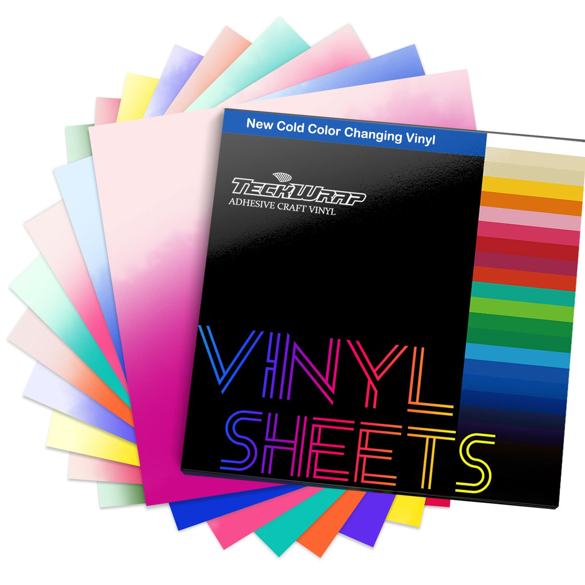 Lot de 9 feuilles de vinyle TeckWrap NEW à changement de couleur à froid