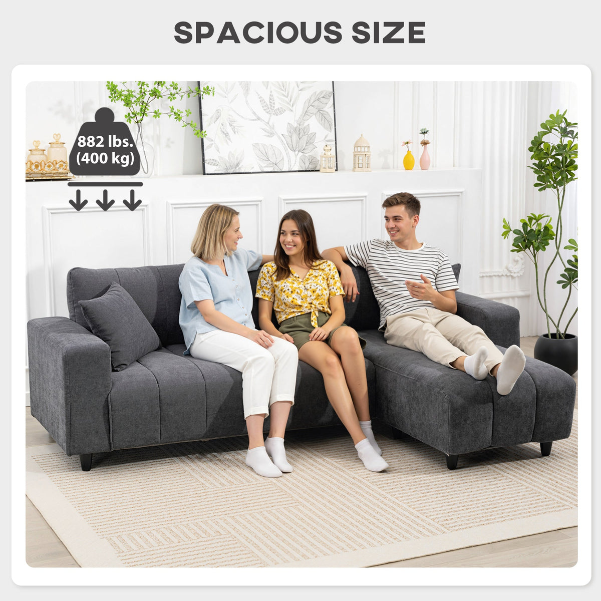 Sectionnel réversible Wilshere avec méridienne modulable - Gris