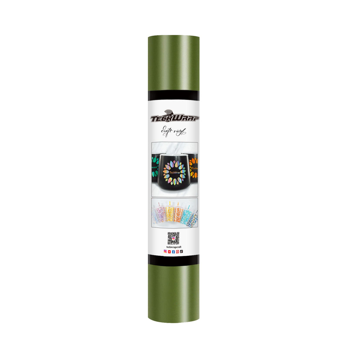 Vinyle adhésif mat TeckWrap | Olive | Ultra-fin et souple | Idéal pour les décalcomanies murales, le scrapbooking et bien plus