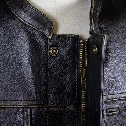 Open Road Men's Distressed Leather Club Vest | Premium Cowhide Riding Vest