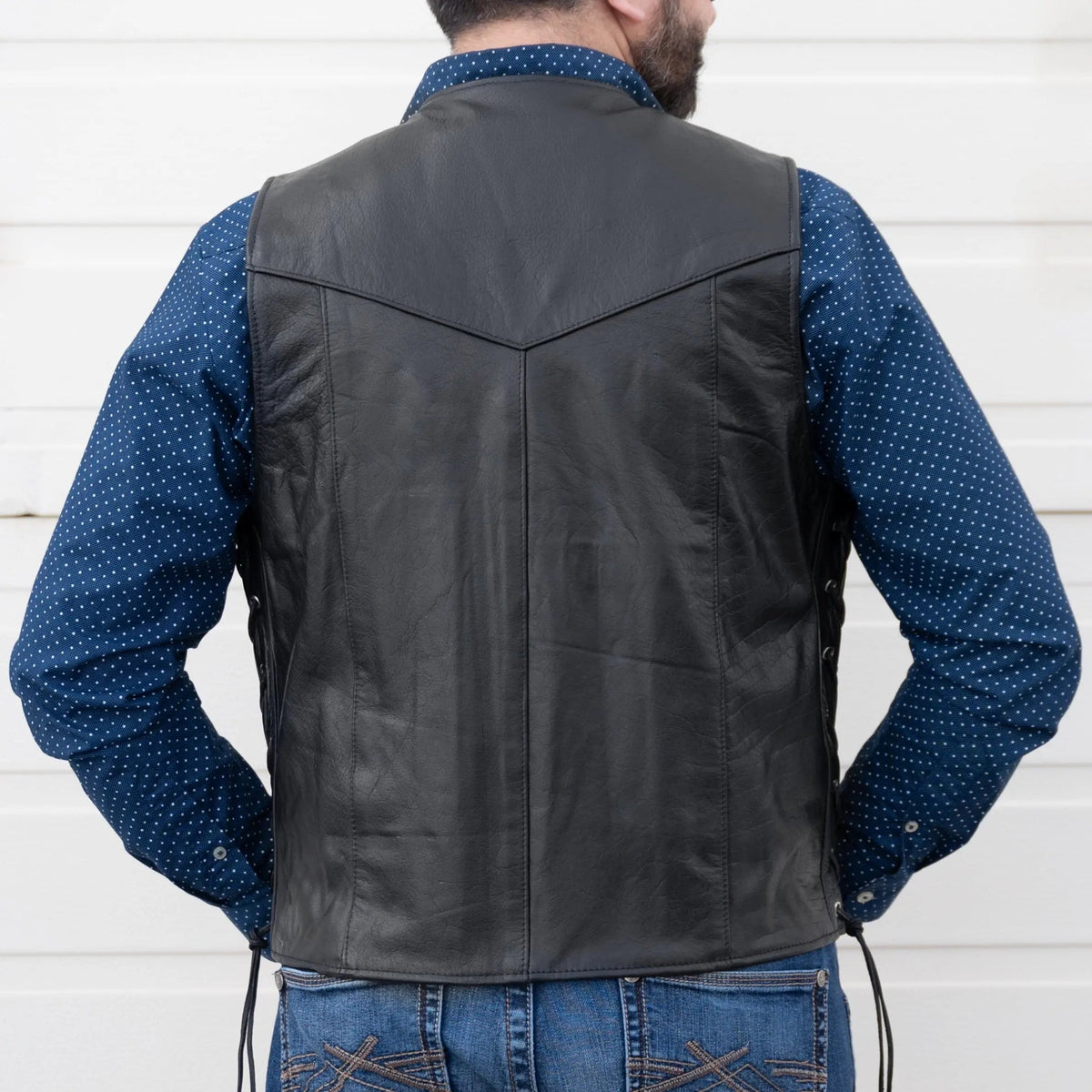 Gilet en cuir lacé sur les côtés pour homme Open Road