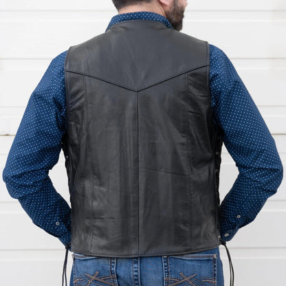 Gilet en cuir lacé sur les côtés pour homme Open Road