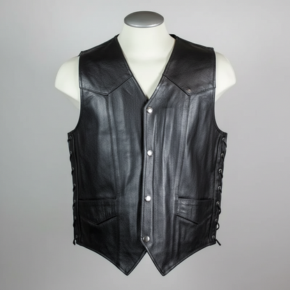 Gilet en cuir lacé sur les côtés pour homme Open Road