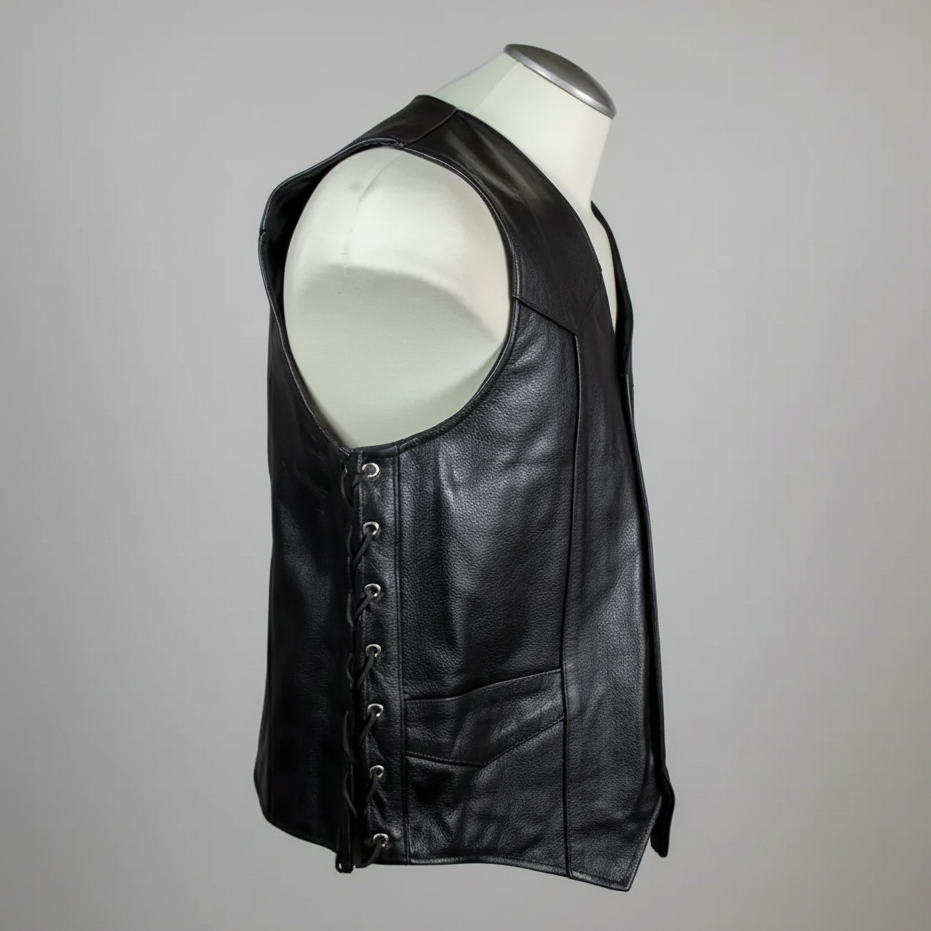 Gilet en cuir lacé sur les côtés pour homme Open Road